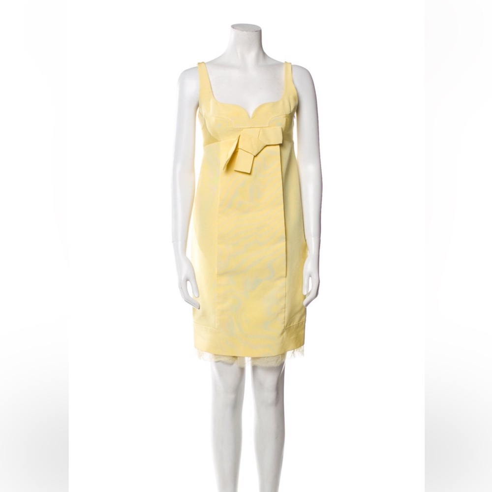 Paule Ka Square Nevkline Yellow Sleeveless Shift Dress US 6 FR38